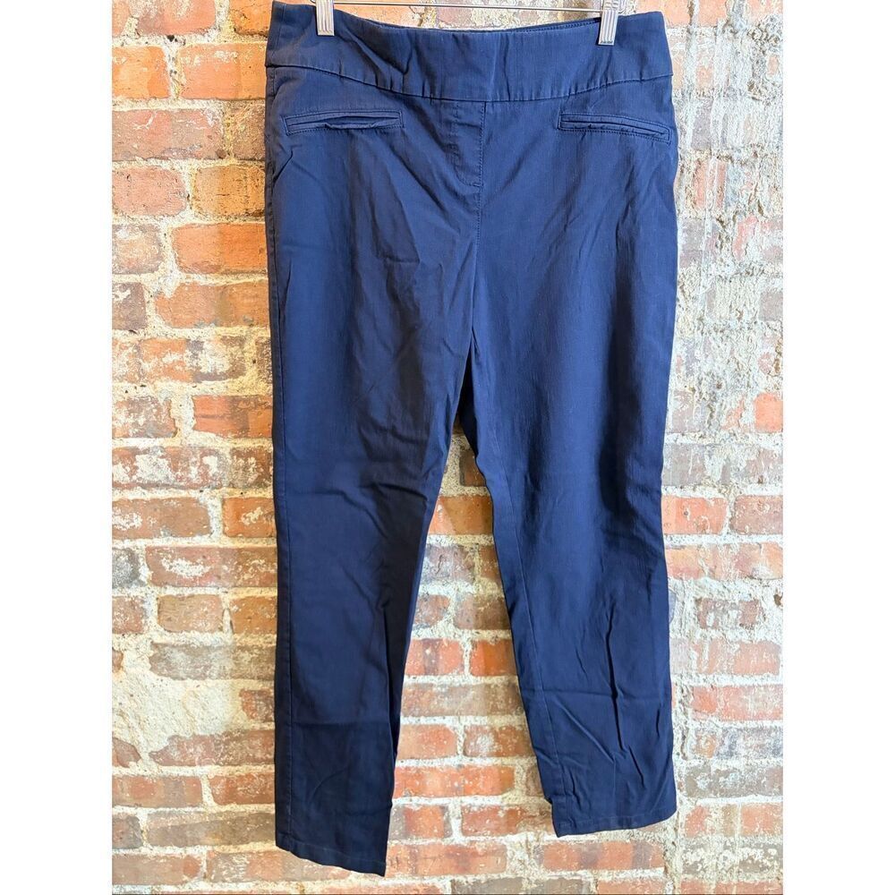 WESTBOUND • Blue Smooth Stretchy Denim-esque Cropped Tapered Leg Chino Slacks •